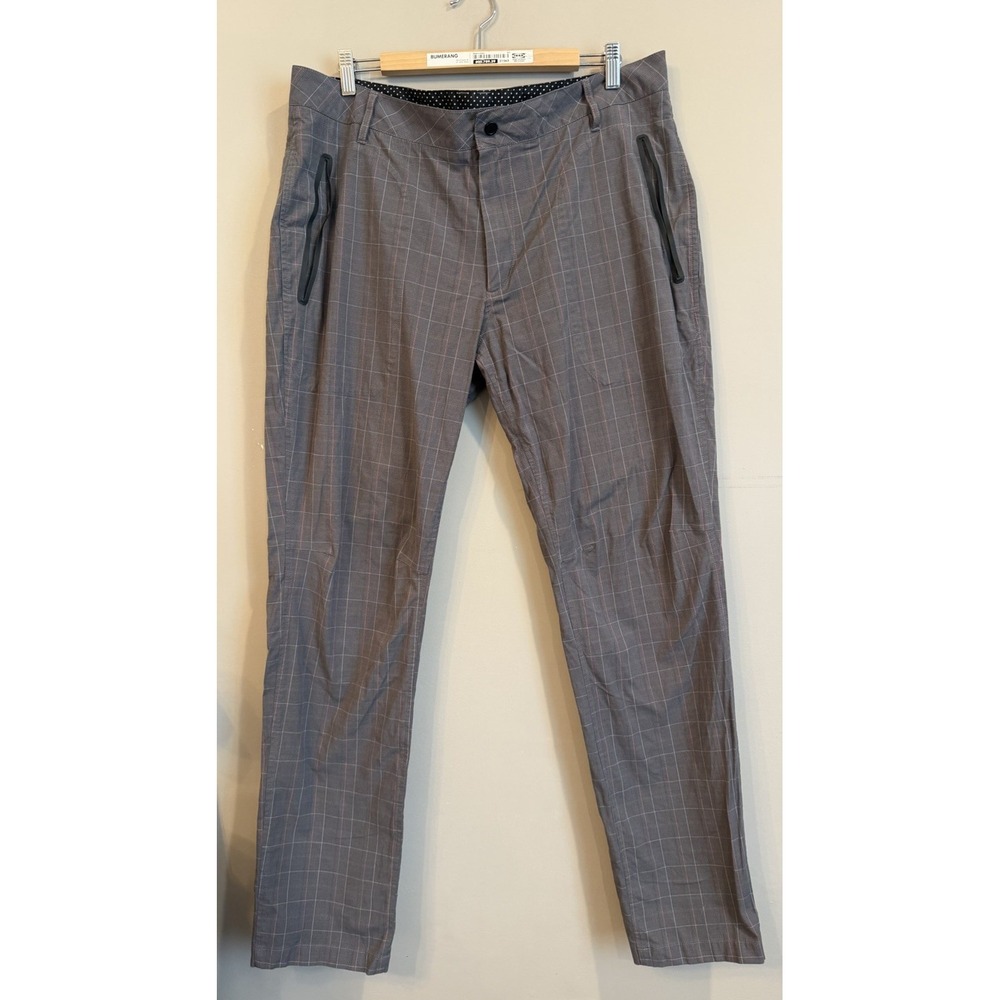 Lululemon Pants Men's 40 Gray Pink Plaid Commute Chino Pocket Golf Casual Preppy